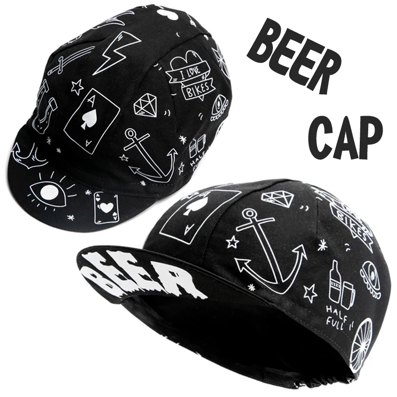 

BEER Cycling Caps Black Ride Headwear Bike Hat One Size Fits Most