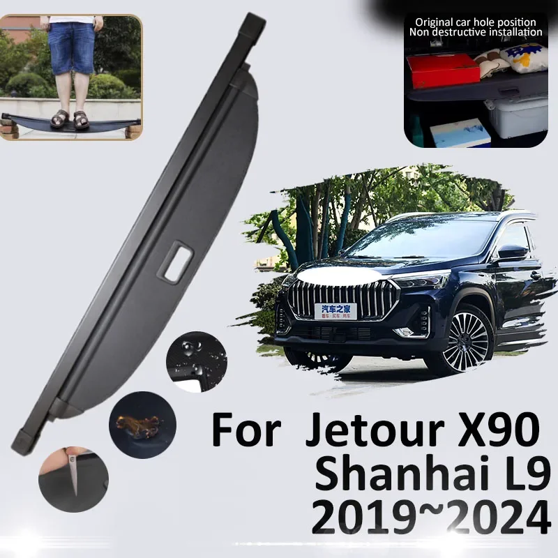 Car Trunk Cover For Jetour X90 Shanhai L9 2019 2020 2021 2022 2023 2024 Organizers Tray Retractable Security Shield Accessories