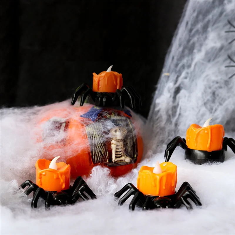 

N93R Halloween Spider LED Candle Light Pumpkin Lamp For Halloween Party Home Ornaments Haunted House Horror Props Light
