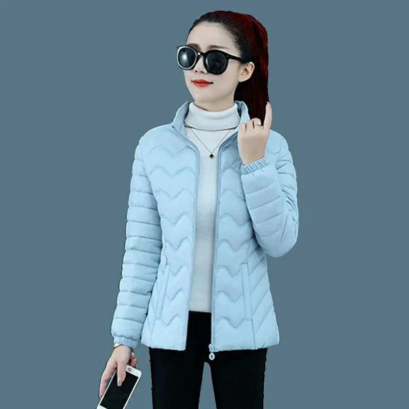 Autumn Winter Light Cotton-Padded Jacket Women's Short  Overcoat 2024 New Fashion Slim Stand Collar Warm Cotton Jacket Outwear