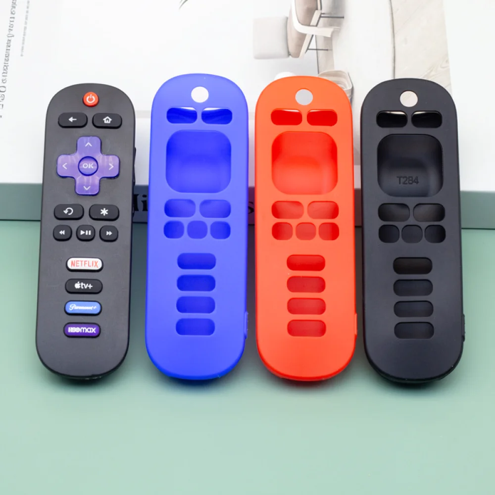 Shockproof Silicone Cover For Roku Remote Controller Protective Skin Luminous Night Light Style With Hanging Lanyard