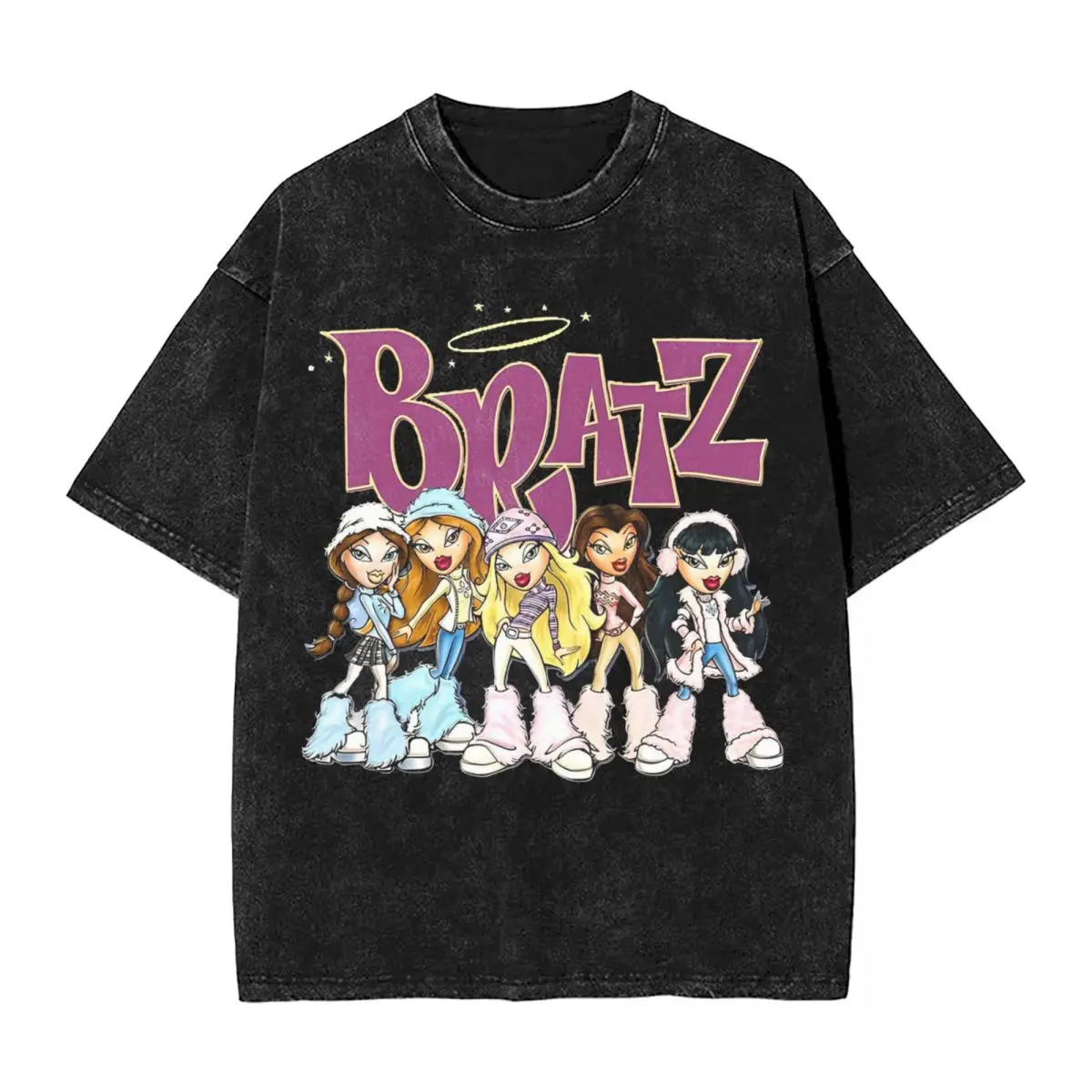 Bratz Asthetic Y2kchildhood Washed T Shirts Streetwear Hip Hop T-Shirt City Girls Tees Men Women Short Sleeve Harajuku Printed