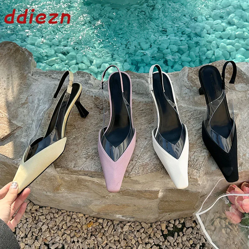 

Новые модные прозрачные элегантные женские туфли-лодочки на тонком высоком каблуке с острым носком, весна 2026