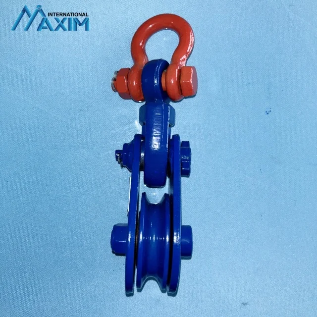 Heavy Duty Alloy Steel Double Sheave Hook Type Wire Rope Lifting Pulley Block