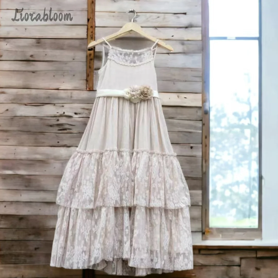 Gaun Formal Berenda Bertingkat untuk Anak Perempuan, Gaun Tanpa Punggung, Gaun Pengiring Pengantin Panjang Buatan Khusus, Pakaian Pesta Pernikahan, свадебное платье