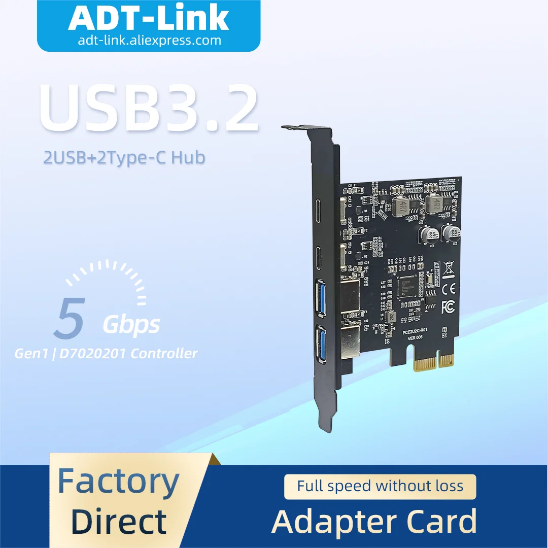USB A+2 Type C Port USB 3.2 Gen1 HUB 5Gbps High Speed 2 Splitter Adapter Reversible Type-C Docking Station with D7020201 Chip