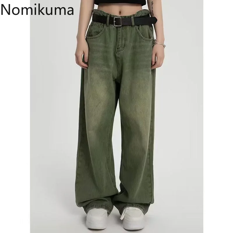 Nomikuma Pantalones De Mujer Spring Autumn Wide Leg Loose Jeans for Womens Japanese Harajuku Vintage Street Fashion Women Pants