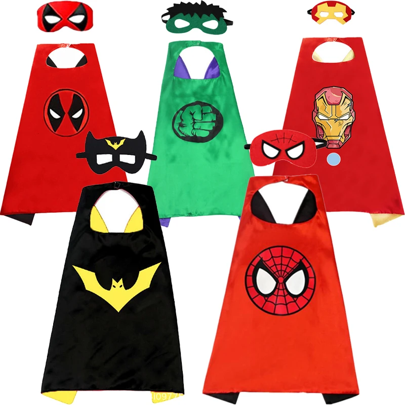 

Superhero Cape Child Spiderman Hulk Mask Cape Anime Cosplay Costume Children's Holiday Carnival Gift Anime Cosplay for Children