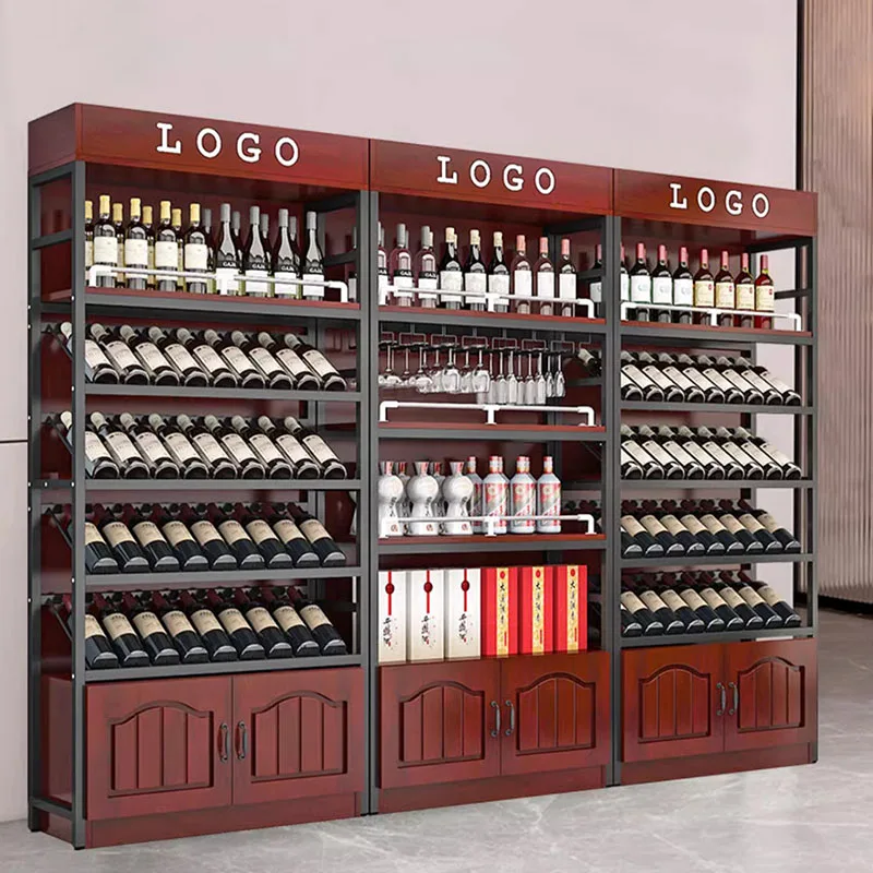 Sets Whisky Wine Cabinets Storage Traditional Retail Club Display Wine Rack Commercial Cellar Adega Barzinho Liquor Furniture