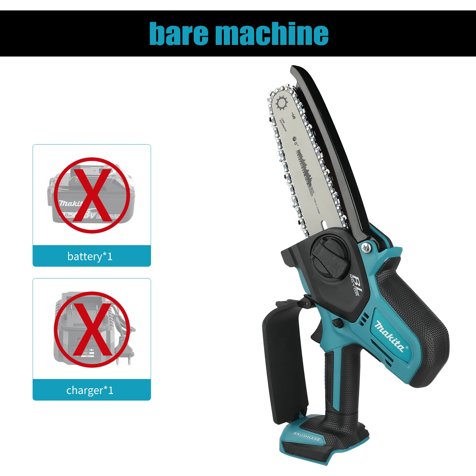 Makita 18V draadloze kettingzaag voor houtbewerking met kleine draagbare elektrische 6-inch houtzaagzall mini draagbare kettingzaag