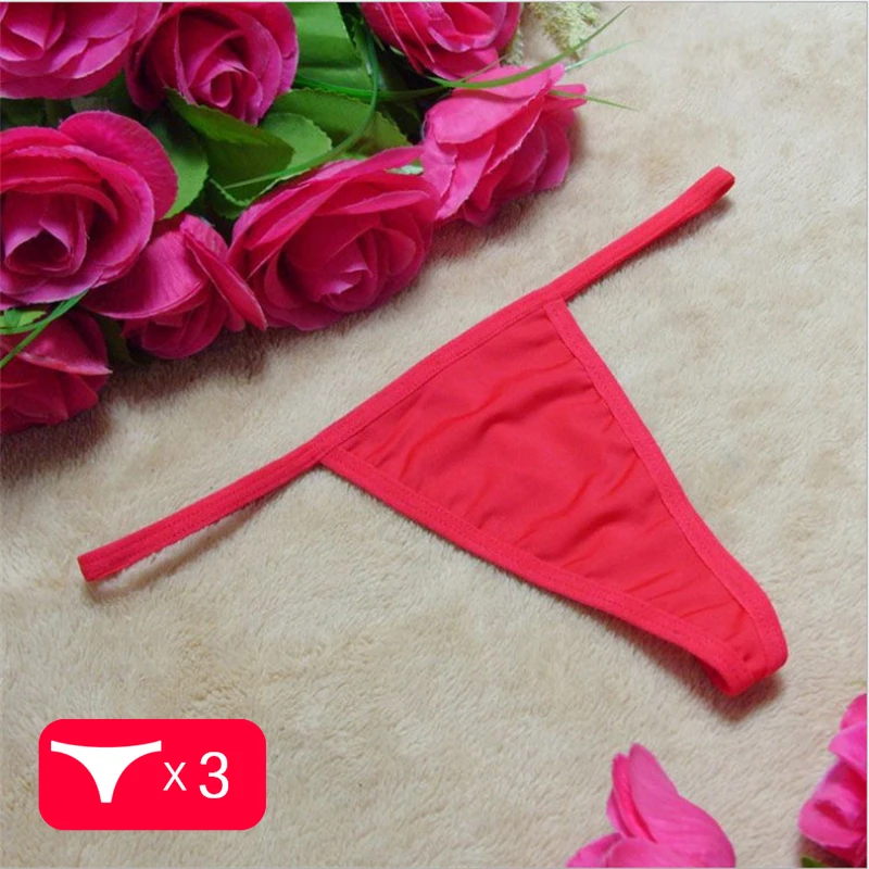 3PCS Sexy Women Girls G-String  Underwear  Solid Color Lingerie Panties T-Back Thong Seamless Female Low-Rise Thongs Panties