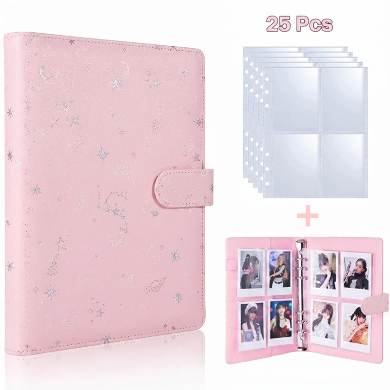 

Korean Ins Style Star Sparkle A5 4-Grid Photo Album, 3-Inch Small Card Idol Picture Storage Kpop Photocard Binder