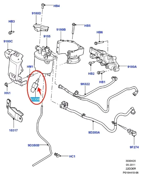 C2S51964 Fuel Filter Water Detector Sensor Oil Pressure Switch for Jaguar XF 2009 - 2015