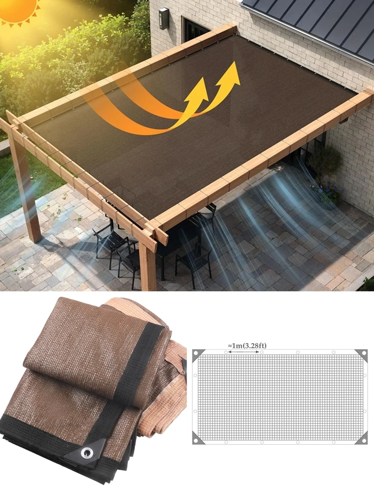 

90% UV Protection Brown Color Gardening Sun Shade Net Balcony Privacy Screen Plants Sunshade Net Cover Mesh