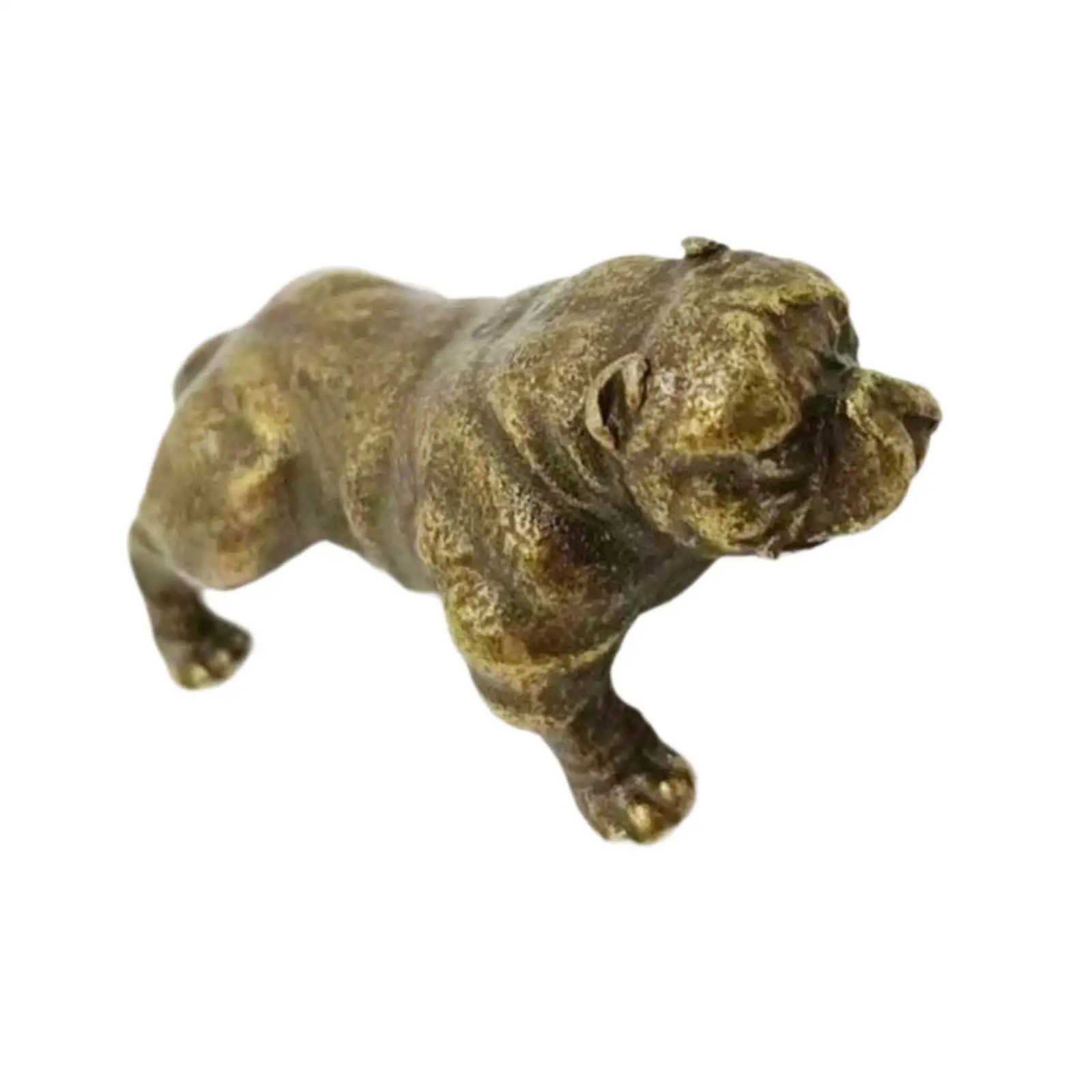 Retro Mini Copper Dog Statue Decor Animal Figurine for Desk Office Shelf Vintage Interior Ornament Gift