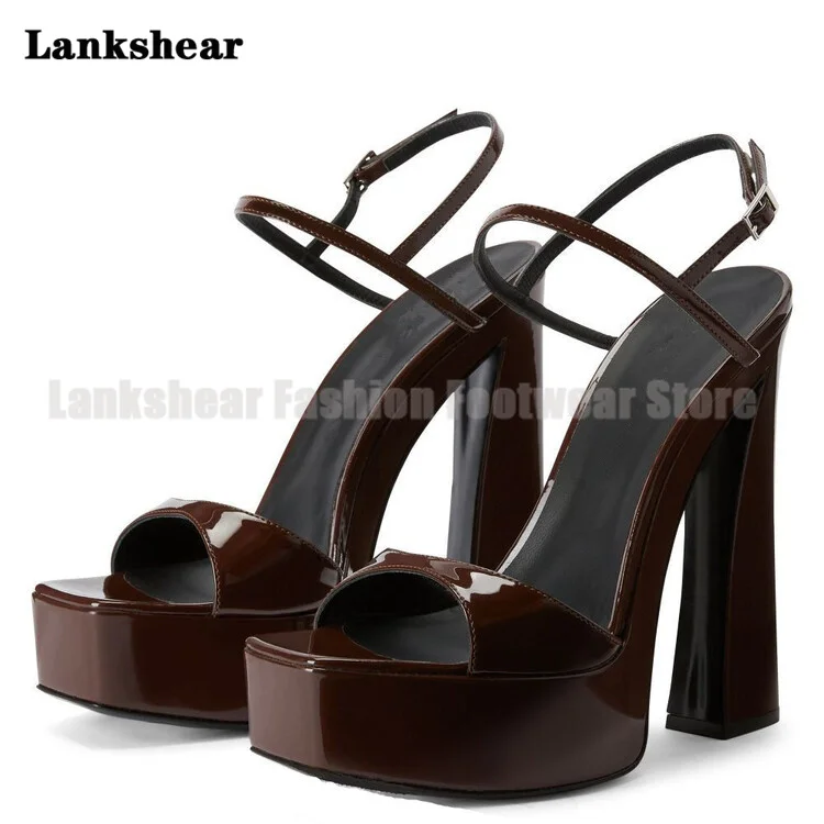 Platform Square Toe Sandals Ankle Strap High Heels Party Elegant Women Shoes Summer Open Pumps Toe Sandalias De Mujer Verano