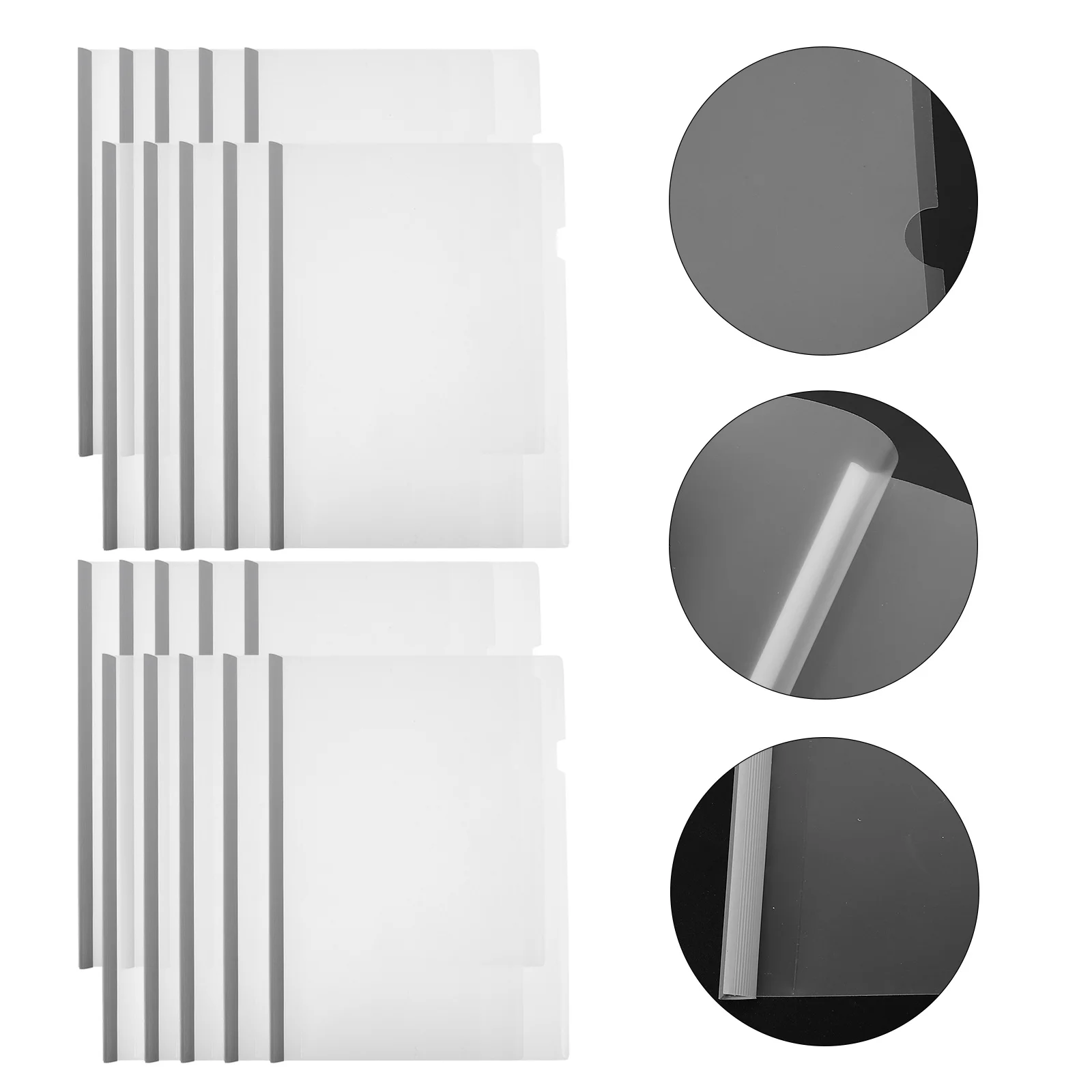 20pcs Clear A4 File Folders Plastic Draw Rod Files Organizers Transparent Report Covers Sliding Bars Document Storage Clamps For