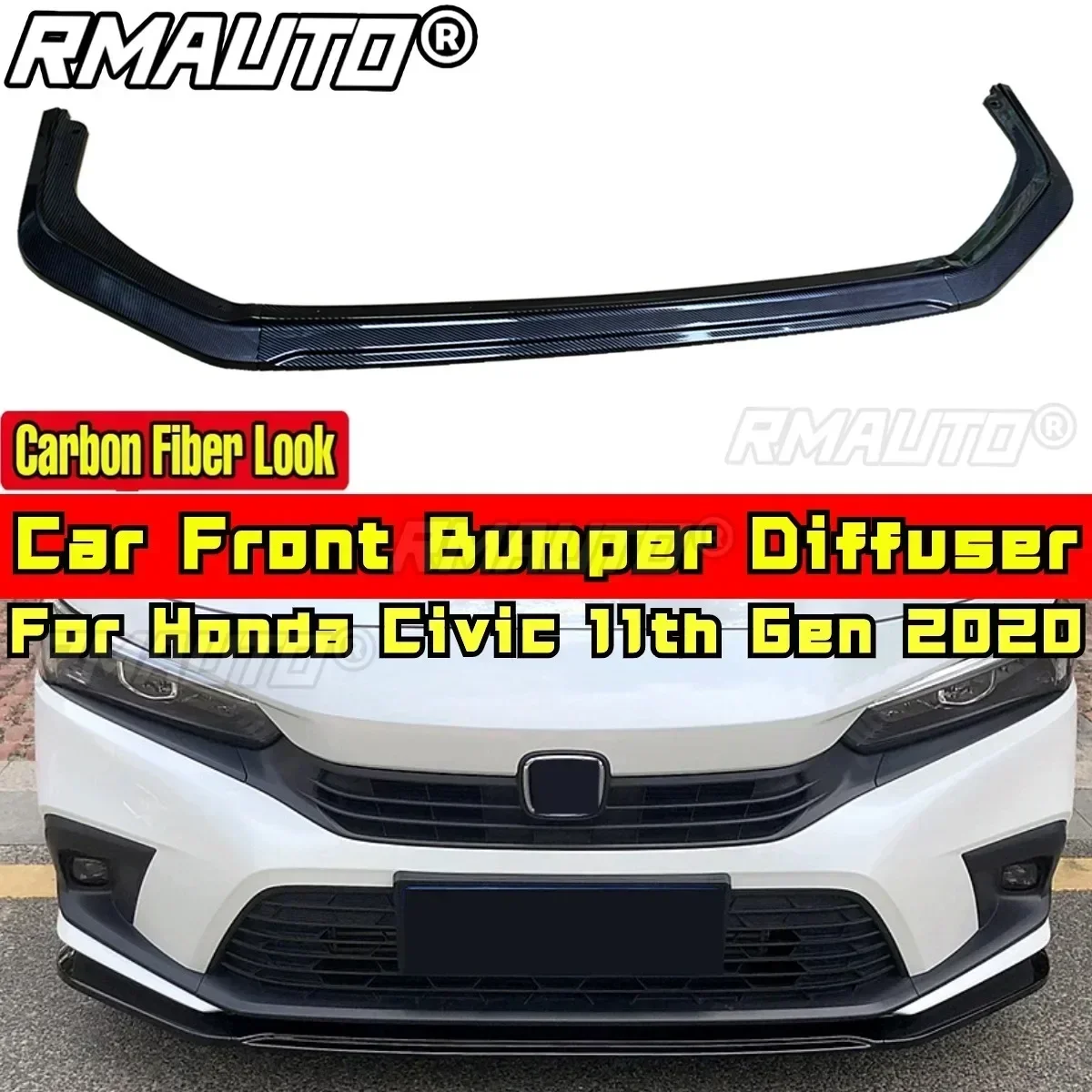 For Honda Civic 11th Gen 2021-2024 Body Kit Front Bumper Spoiler Guard Glossy Black NK Style Front Bumper Cover Car Accessories