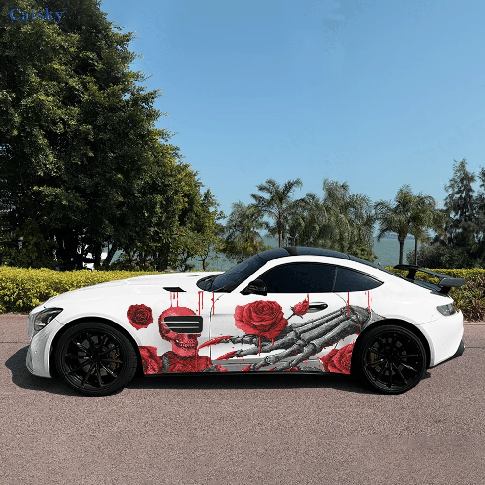 

Skeleton Hand Colorful Rose Car Vinyl Wraps Decal Self-adhesive PVC Sticker Suitable for Trucks SUV Decor Auto Accessories Gift
