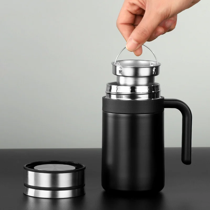 420ml 304 Stainless Steel Thermal Mug Tea Thermos Cup With Filter Handle  Office Water Cup Insulation Cup Man Gifts