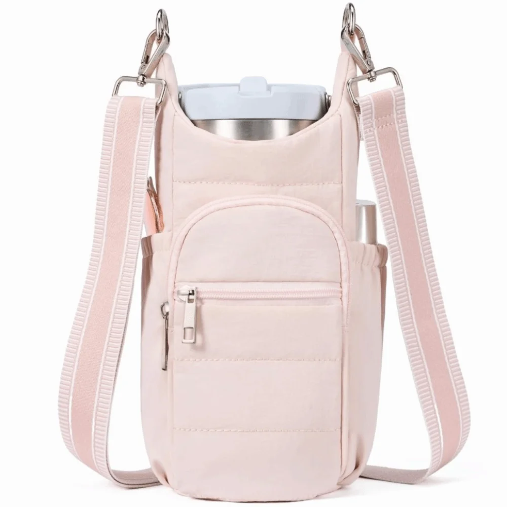 Alça ajustável suporte para garrafa de água, bolso para telefone, bolsos para cartão, bolsa crossbody, mãos livres, suporte para garrafa de água, caminhada