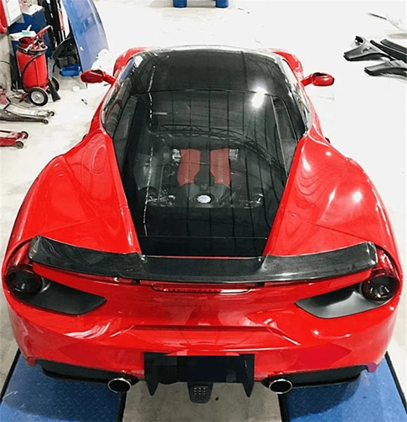 Peças de carro atacado fibra de carbono spoiler asa traseira para ferrai 488gtb atualização para estilo novitec