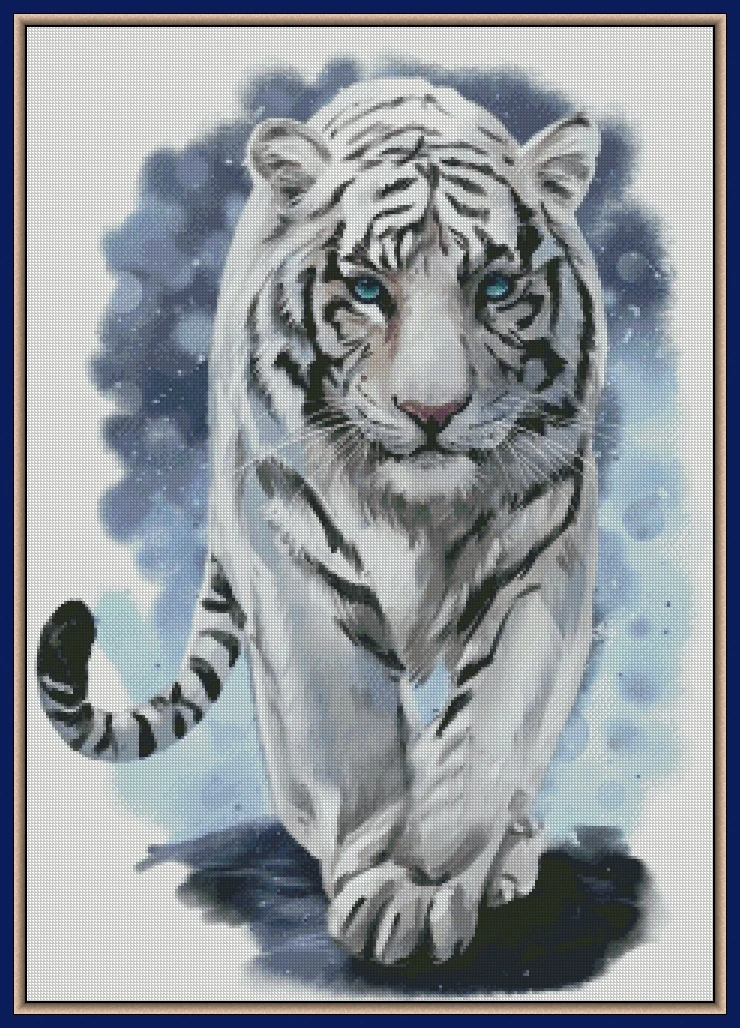 

Embroidery Threads for Christmas, Cross Stitch Kits, Beautiful White Tiger, 51-68