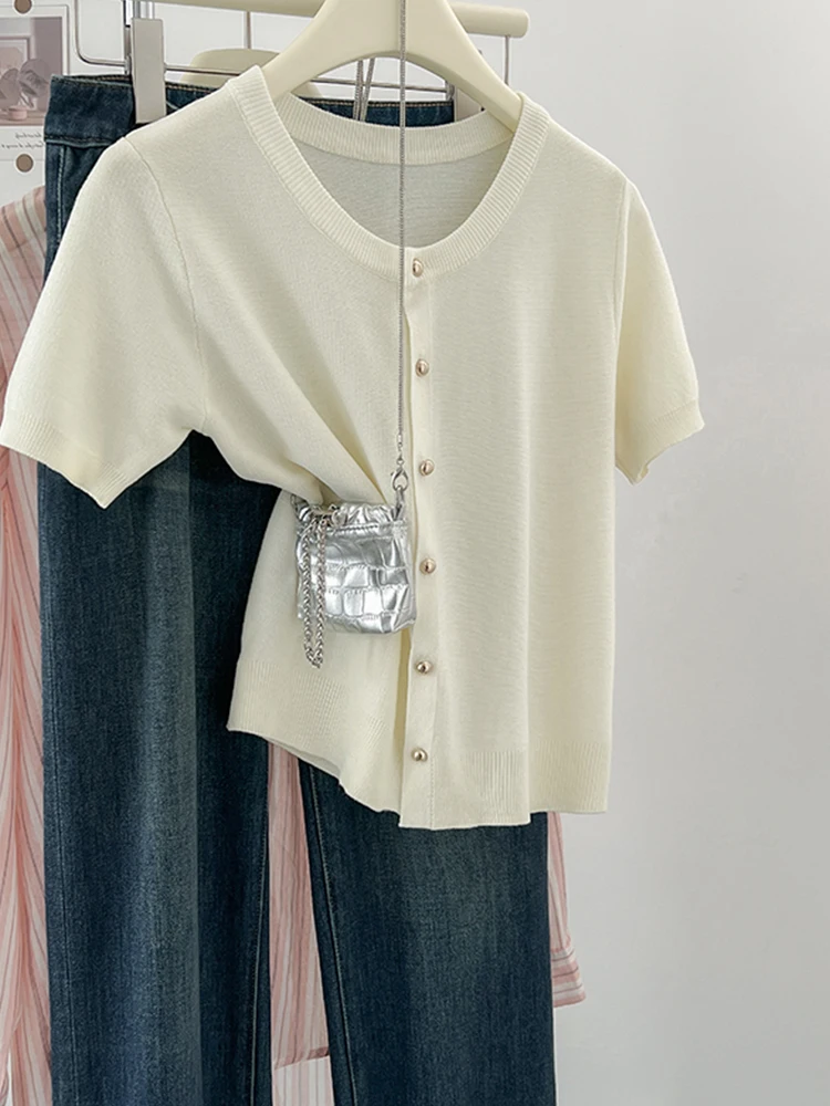 

Однотонный вязаный открытый кардиган, тонкий круглый Ne Ice Silk ort Sve New Faion Top Anti Aging Ele High End Women