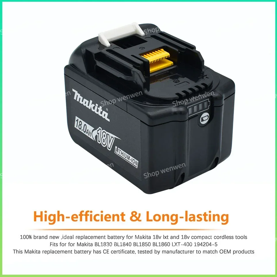 Makita-bateria de substituição recarregável com indicador LED, 100% Original, 18V, 18.0Ah, BL1830B, BL1840, BL1840B, BL1850, BL1860