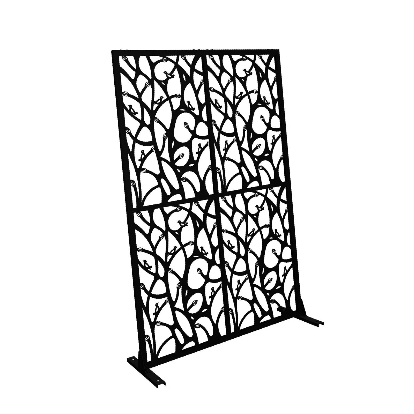 

Privacy Screen Black Metal Room Divider Standing Partition Panel for Living Room Bedroom Office Space Separation