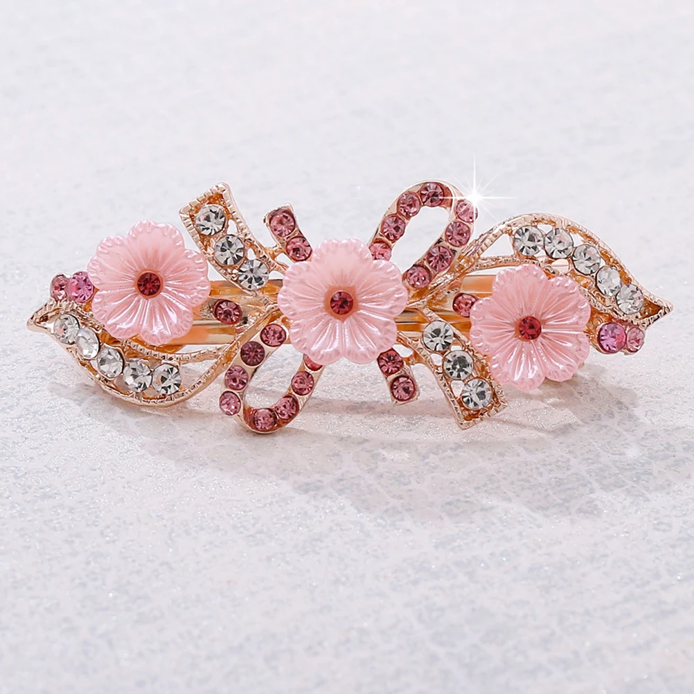 

2Pcs Rhinestone Clip Flower Shape Women Hair Pin Ponytail Holder Daily Gift Styling Rhinestone Hair Clip Tool Accessories
