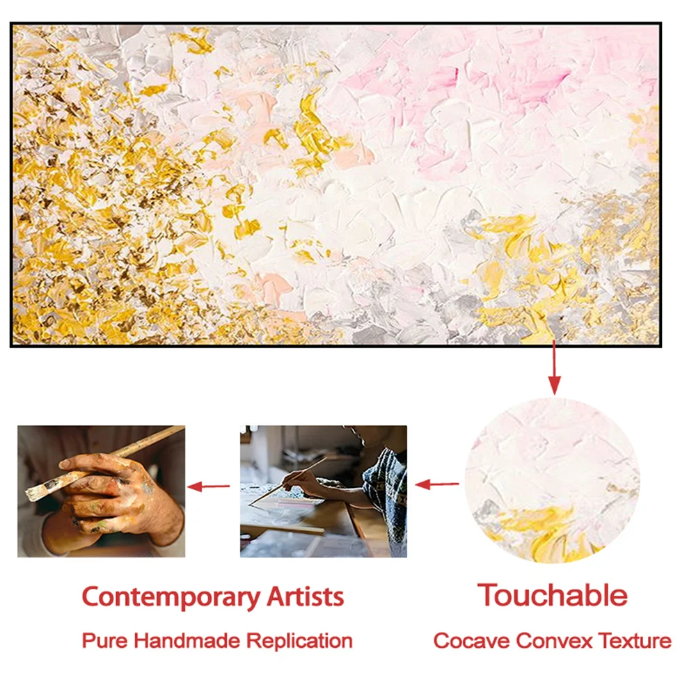 

High Quality Original 100% Hand Painted Gold Foil Abstract Oil Painting On Canvas In Room Modern Wall Art Picture For Home Decor
