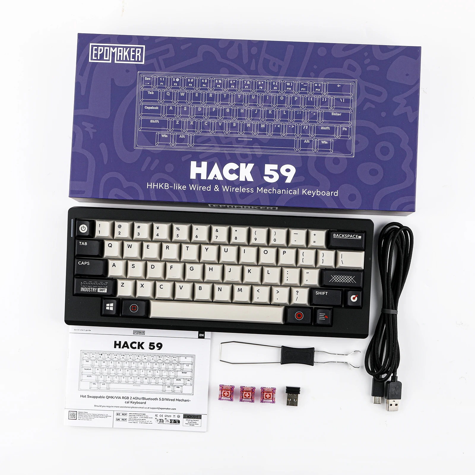 EPOMAKER Hack59 HHKB-like تخطيط حشية قابلة للتبديل السريع مثبتة على لوحة مفاتيح سلكية/بلوتوث 5.0/2.4 جيجا هرتز للألعاب الميكانيكية اللاسلكية #6