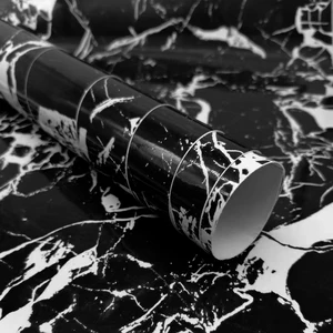 Marmormuster Wandaufkleber, Weiß und Gold Tapete, Schreibtischküche, Garderobe, Remodellar, Schale und Stock, wasserdicht, öldlich, 15 Stile 8 Hauptverkaufswallpaper Goldtextur - №3