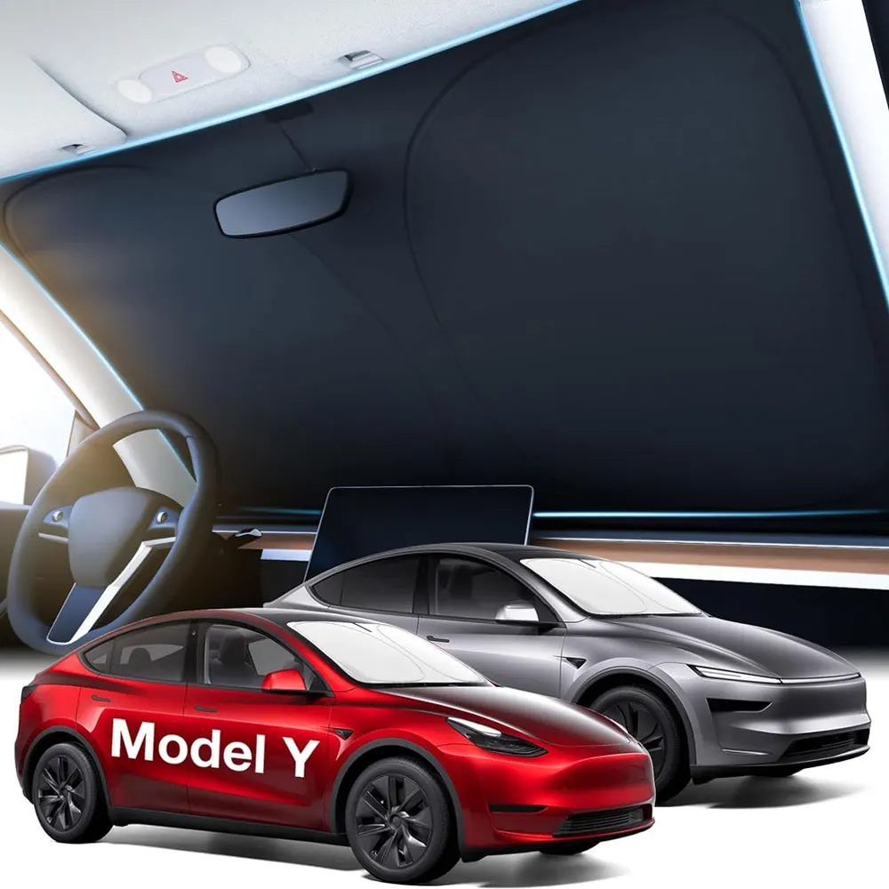 Pare-soleil pliable isolant thermiquement pour Tesla Model Y Juniper et Model 3 Highland 2026 avec sac de rangement