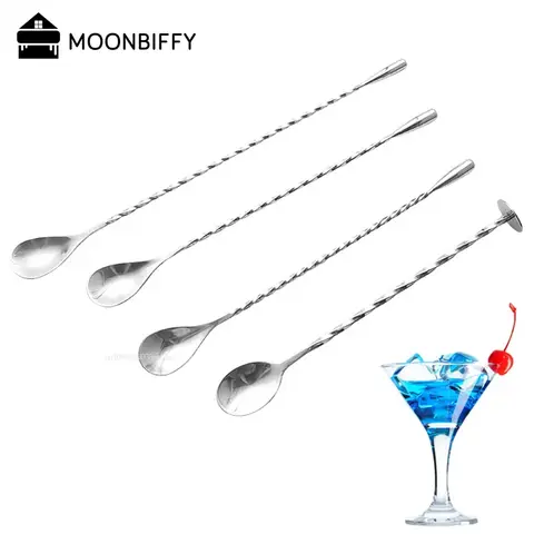 스테인리스 스틸 혼합 스푼, 긴 손잡이 교반 스푼, 음료 교반기, 칵테일 스푼, 나선형 패턴 바, 칵테일 셰이커 스푼