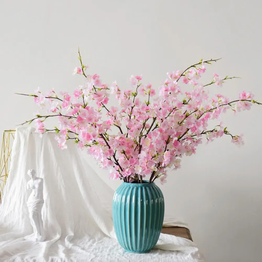 Pretty Faux Sakura Branch Fresh-keeping Faux Silk Flower Easy Care DIY Table Centerpieces Faux Silk Flower