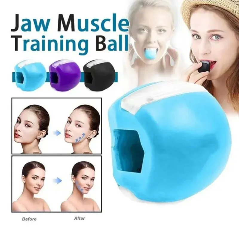 Silica Gel Face Fitness Ball Jaw Exerciser, Facial Toner ReduceDouble Chin Relax Ball, Gym Fitness Training Jawline Simulator