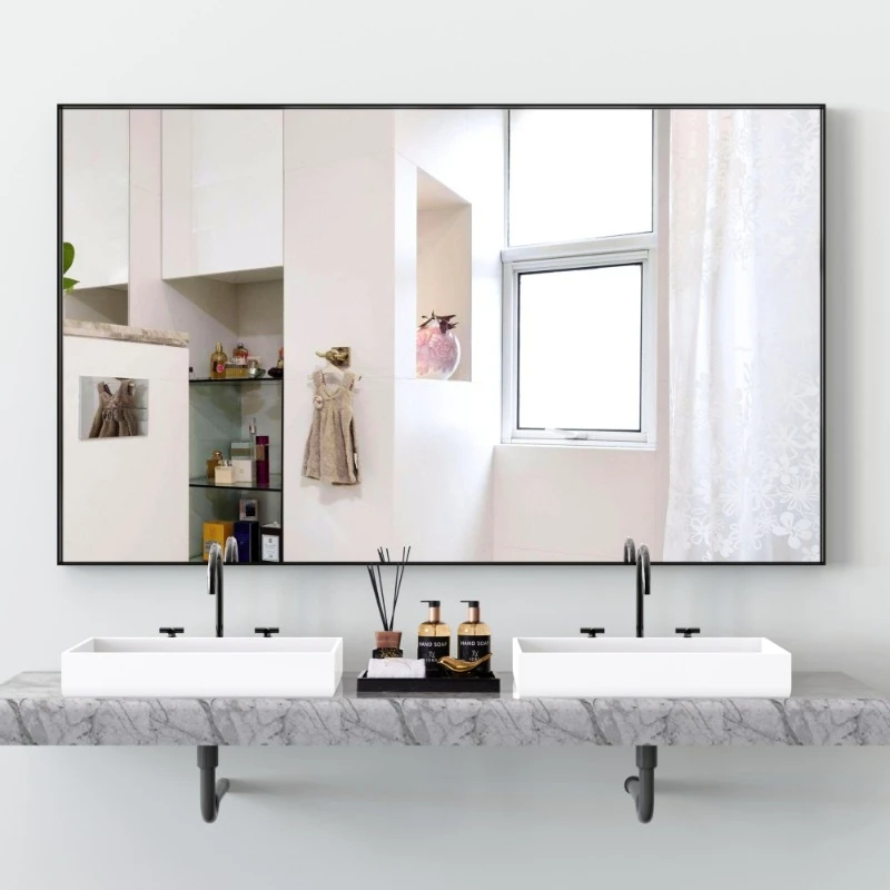 

60"x40" Wall Mounted Makeup Vanity Mirror Large Magnifying Bathroom Mirror Fogless Shower Body Mirror Home Decoration Luxury