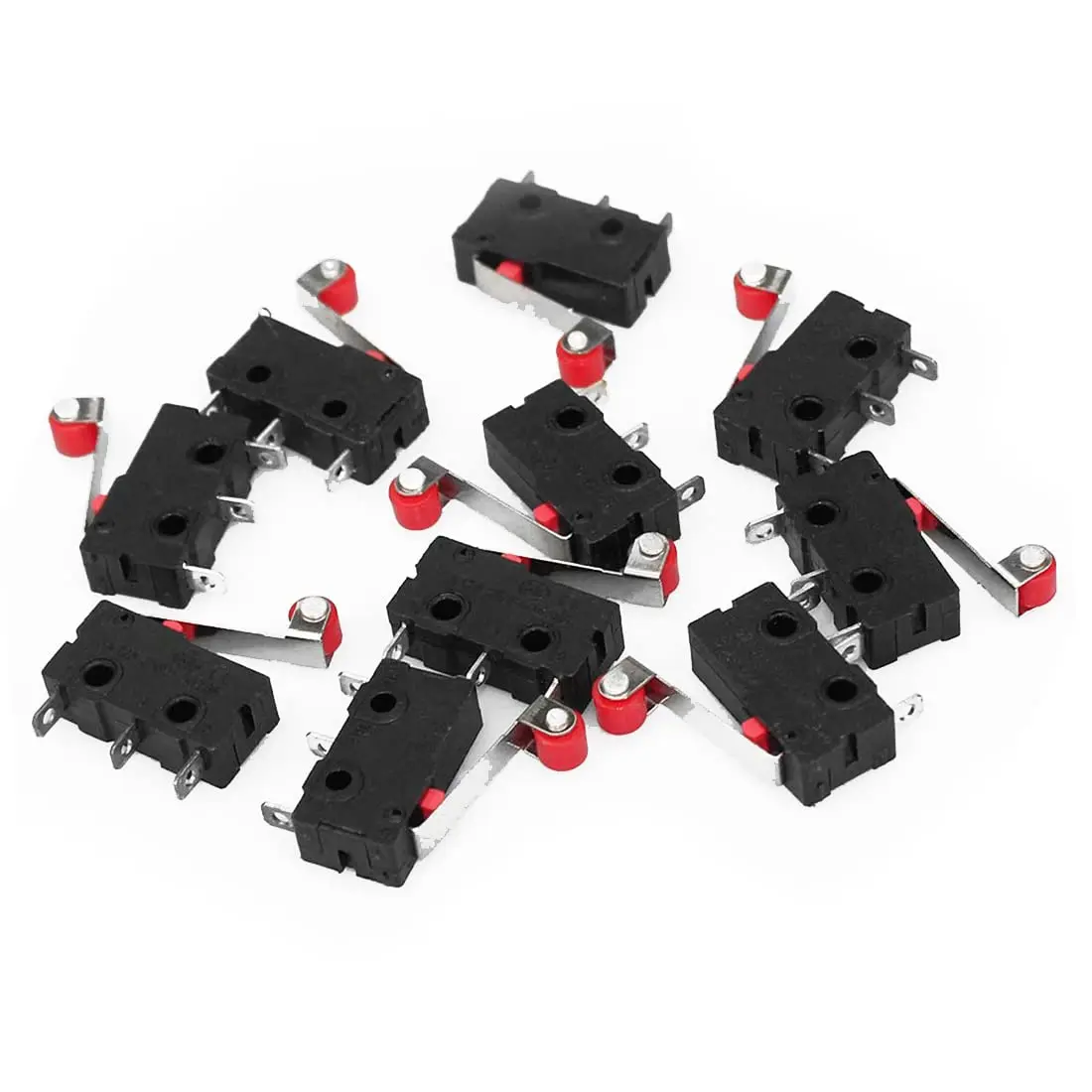 10pcs Micro Limit Switch KW12-3 AC 250V 5A SPDT 1NO 1NC Micro Switch Normally Open Close Limit Switch with Roller Lever Arm Blac