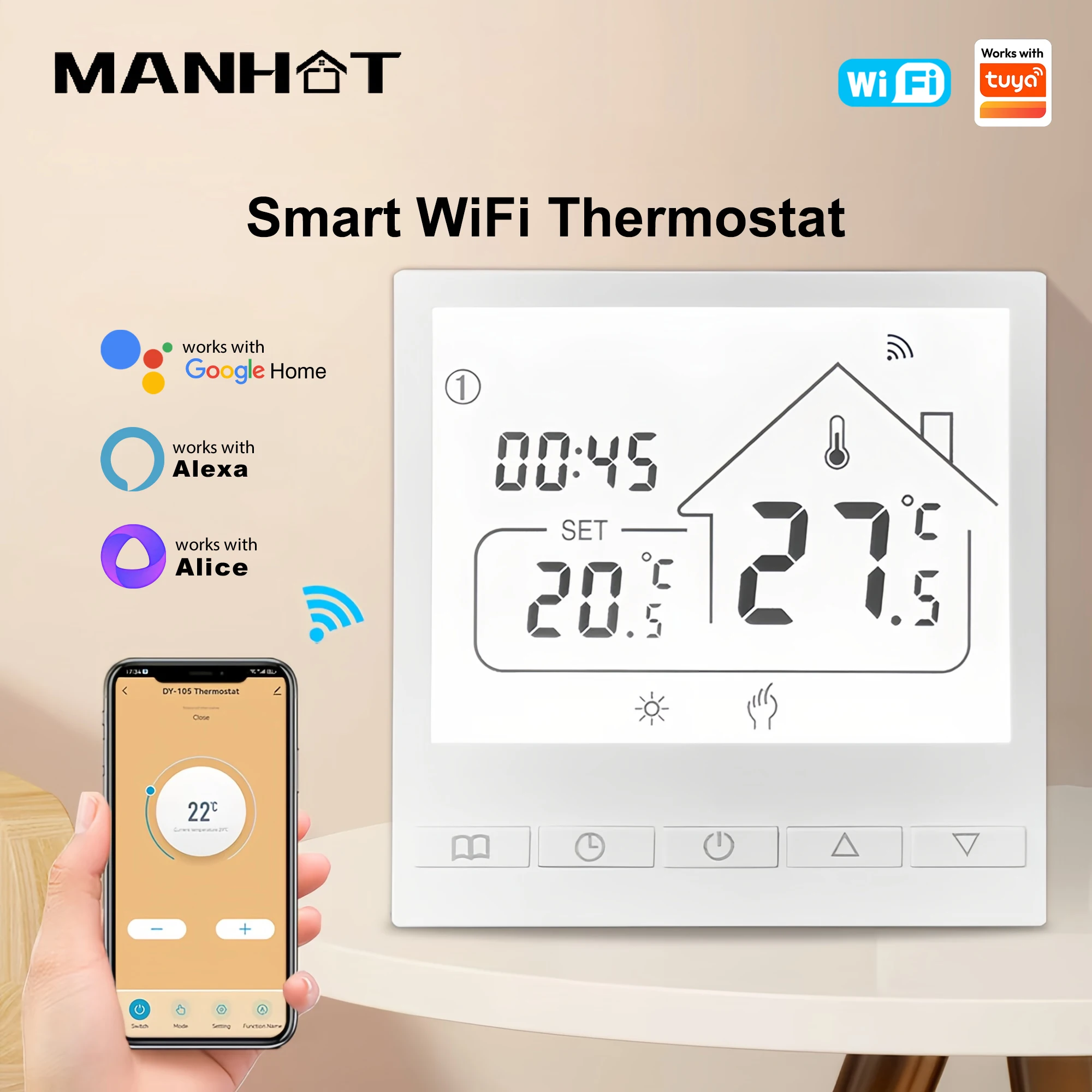 Smart WiFi Water/Electric Floor Heating Thermostat Water Gas Boiler Temperature Control Voice work with Tuya Alexa Google Home
