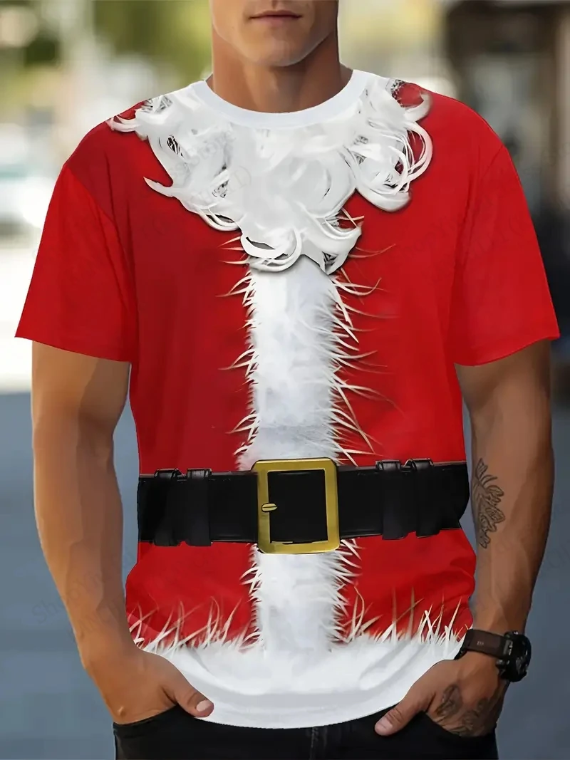 

Funny Santa Claus T Shirt Christmas Muscle 3D Print T-shirt Men Women Fashion Short Sleeve Tshirt Kids Hip Hop Tops Tee New Year
