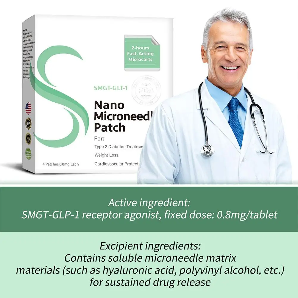 Smgt-Glp-1 نانو ميكرونيدلز التصحيح طويلة الأمد Glp-1 ميكرونيدلpatch رقيقة جدا لطيف ميكرونيدلز غير مؤلم للرجال والنساء #3