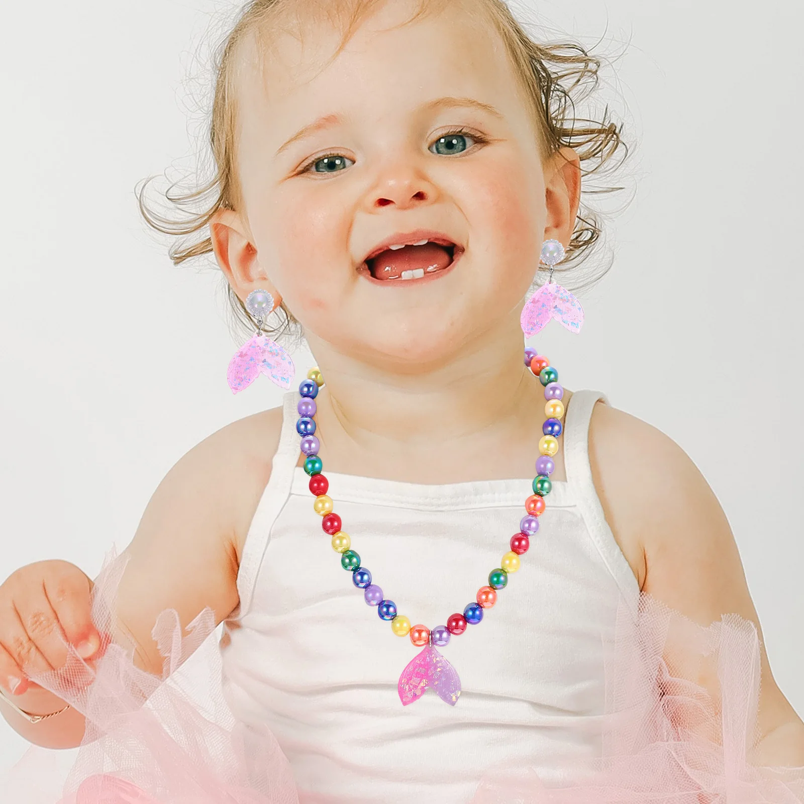 

Jewelry Shell Necklace Bracelet Set Girl Child Resin Children Mermaid Costume Prop