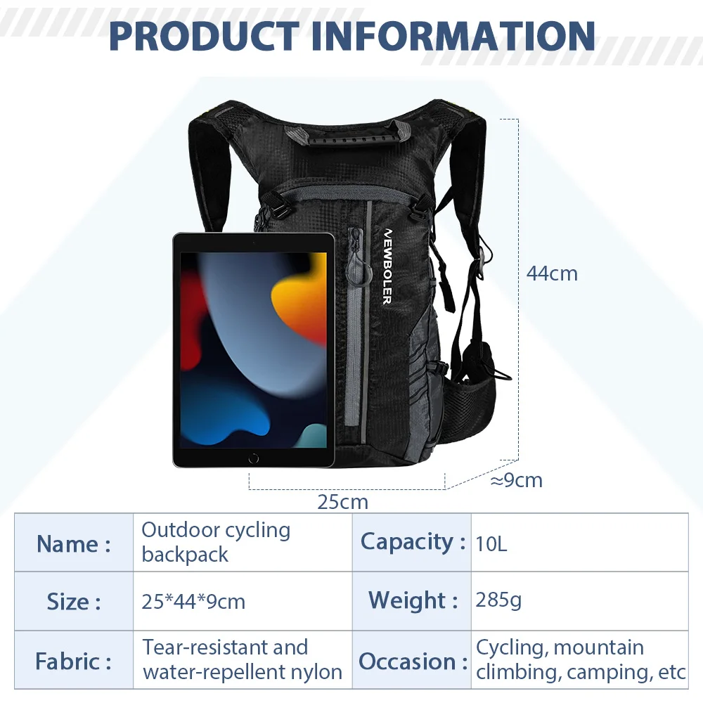 NEWBOLER Outdoor Wasserabweisende Sporttasche Radfahren Trinkrucksack Reisen Wandern Klettern MTB Rennrad Rucksack – Detail 2