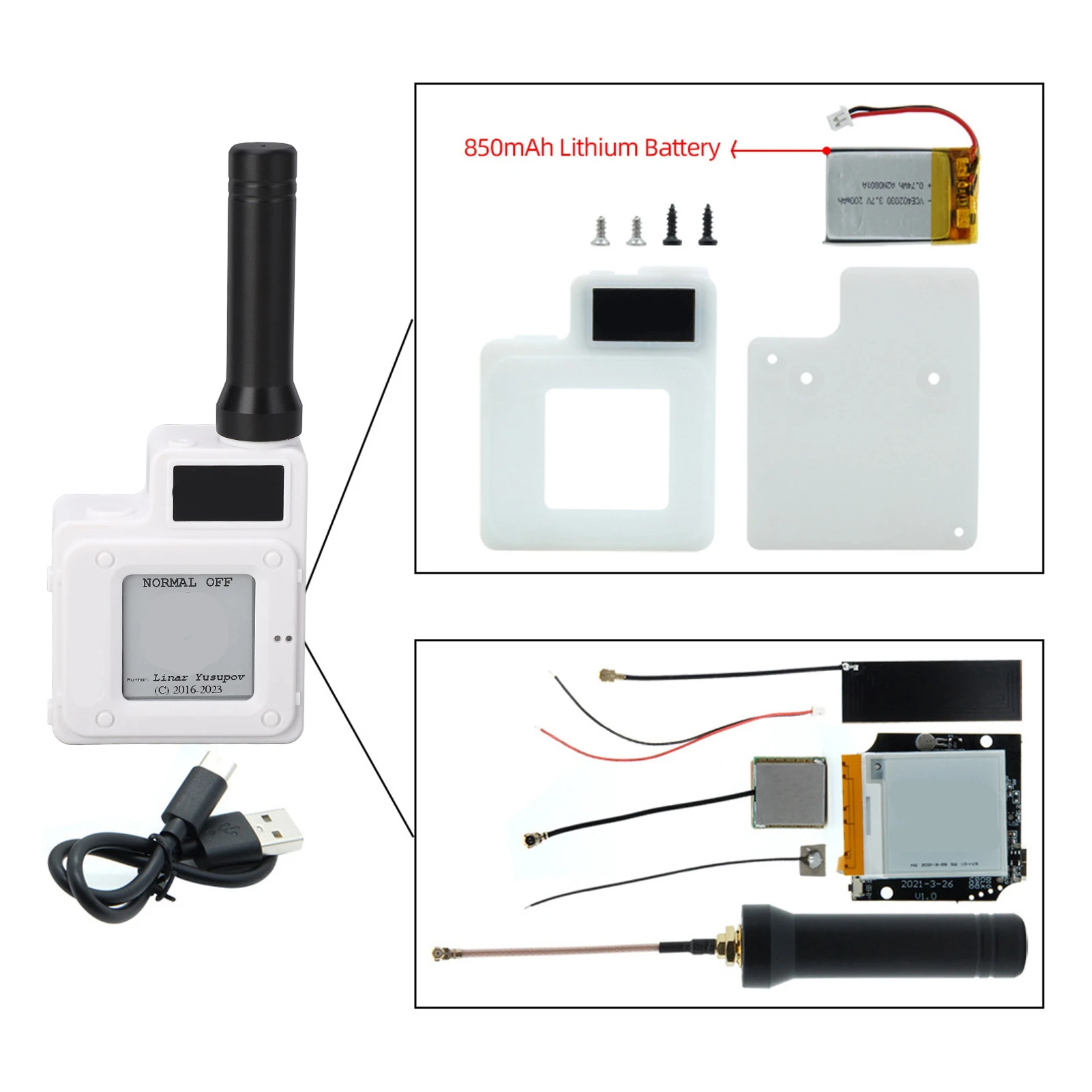 

915MHz T‑ 915MHz T‑ Module Built in LNA LORA 1.54 E Paper NFC NRF52840 Board for GPS Positioning T‑ Module