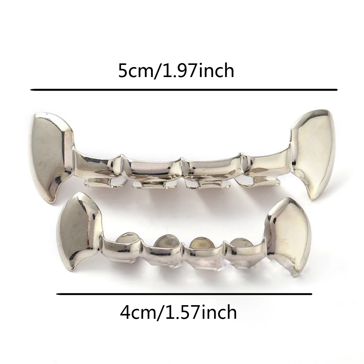 1pc/1pcs Halloween Hiphop Decorative Clown Fang Silver Plated Teeth Set