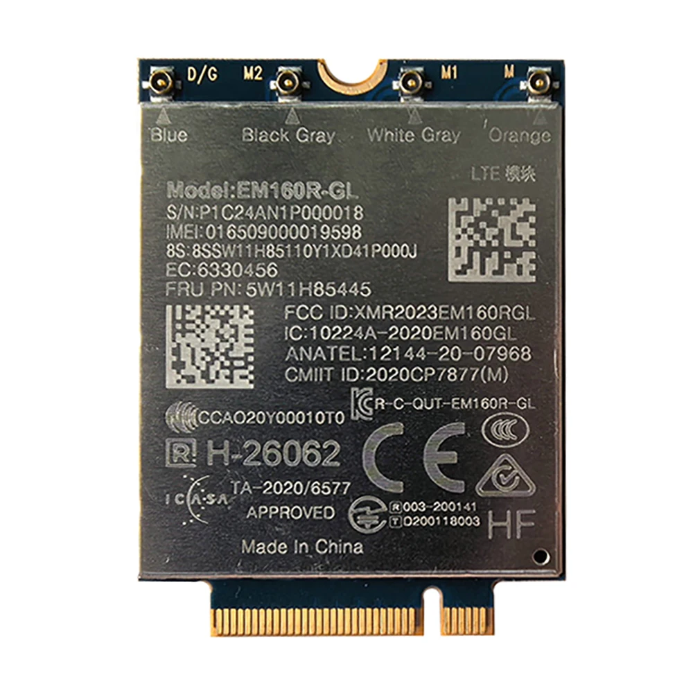 SDX24 EM160R-GL 4G LTE Cat16 PCIE WWAN M.2 Module FRU 5W11H85445 WAN-адаптер для ноутбука X12 Detachable Gen2 P16v Gen 2