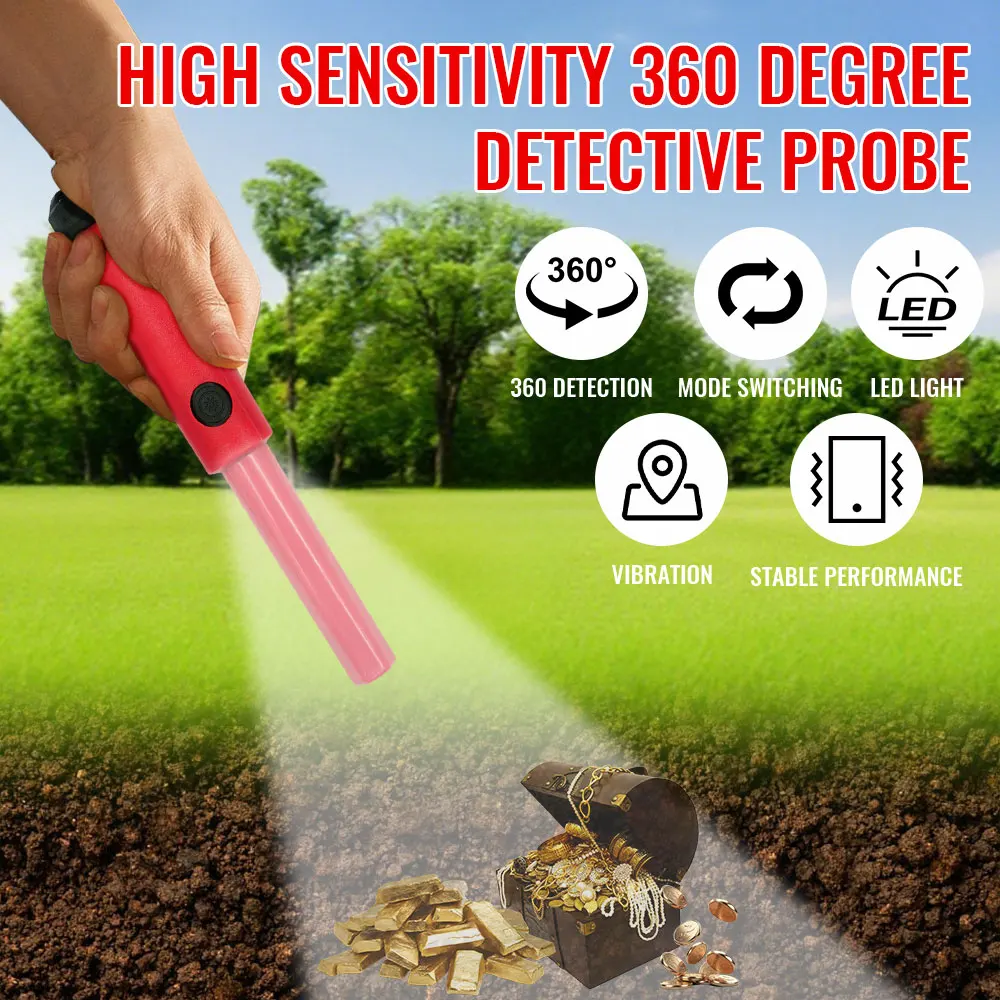 금속 탐지기 TC-116 휴대용 탐지기 정확한 위치 보물 탐색 포인터 조절 가능한 LED 조명 IP68 완전 방수