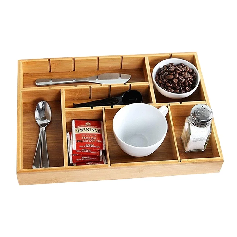 

Bamboo removable adjustable utensil cutlery kitchen drawer organizer